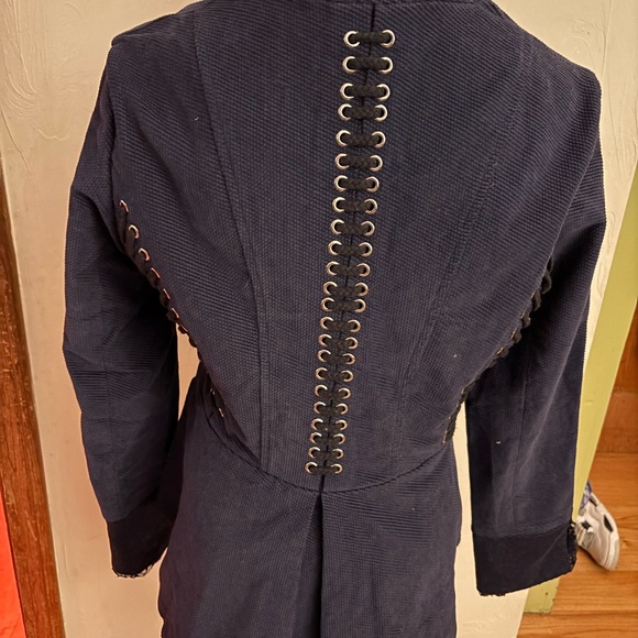 The Pyramid Collection Navy Blazer with Button and Lace Details - Picture 7 of 7